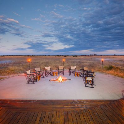 Kwando Nxai Pan evening camp fire 2